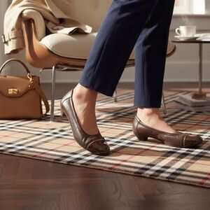 AGL Balletcore Dark Academia Brown Cap Toe Leather Low Heels